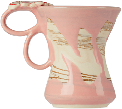 Handle With Care By Christian Moses Pink New York Mug In Pink W/ Marble Body