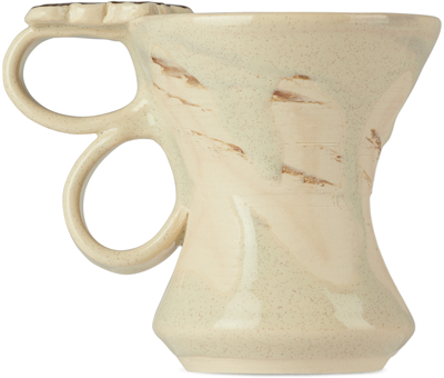 Handle With Care By Christian Moses Off-white New York Mug In Blue W/ Marble Body