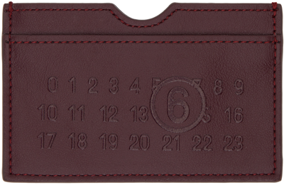 Mm6 Maison Margiela Burgundy Numeric Card Holder In T5083 Port Bordeaux