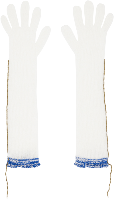 Mm6 Maison Margiela White Contrast Stitch Gloves