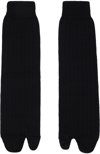 Maison Margiela Calzini Lunghi Tabi In Jersey Di Lana In 900 Black