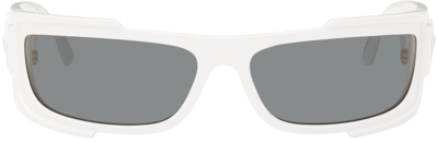Versace White Wraparound Sunglasses In 314/87