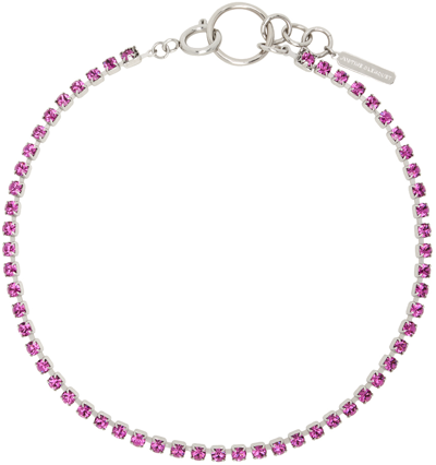 Justine Clenquet Ssense Exclusive Silver & Pink Kelsey Choker In Fuchsia