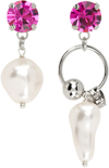 JUSTINE CLENQUET SILVER & PINK STAN EARRINGS