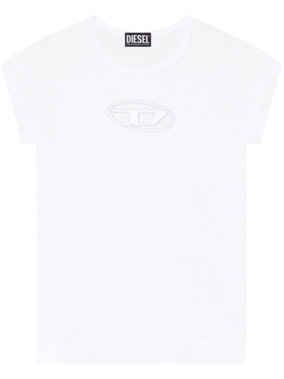DIESEL WHITE T-ANGIE CUT-OUT LOGO T-SHIRT,A062680AFAA20266240