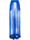 Laquan Smith Silk Chiffon Palazzo Pants With Side Zip In Blue