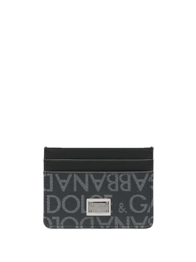 Dolce & Gabbana Jacquard Card Holder With Logo In Black