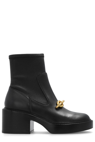 Coach 75mm Chain-link Detailing Leather Boots In Black