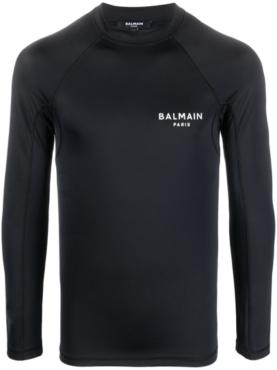 Balmain Logo-print Slim T-shirt In Schwarz