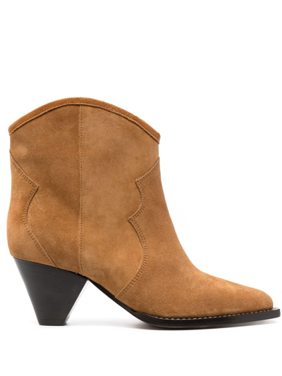 Isabel Marant Darizo 70mm Leather Ankle Boots In Braun