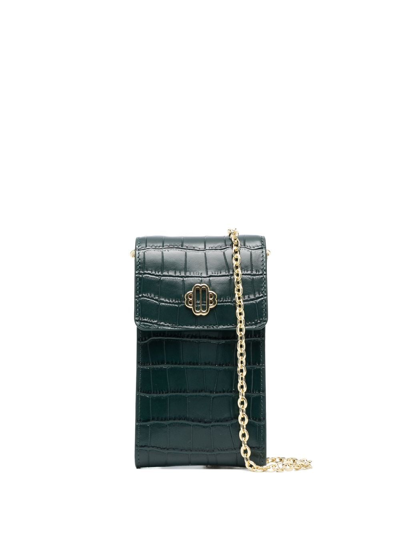 Maje Embossed Leather Crossbody Bag In Vert_bouteille