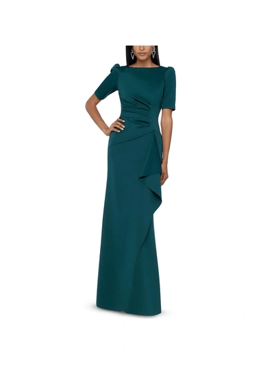 Xscape Petites Womens Drapey Maxi Evening Dress In Green