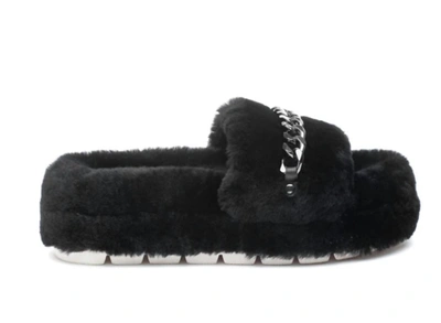 J/slides Billie Shearling Slippers In Black