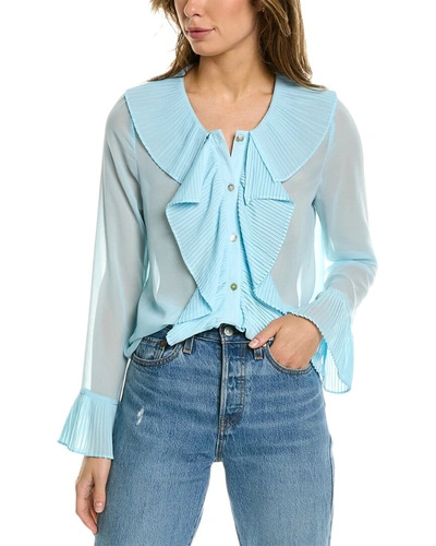 & Rouge Frill Blouse In Blue