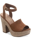 SUN + STONE FEY WOMENS FAUX SUEDE ANKLE STRAP HEELS