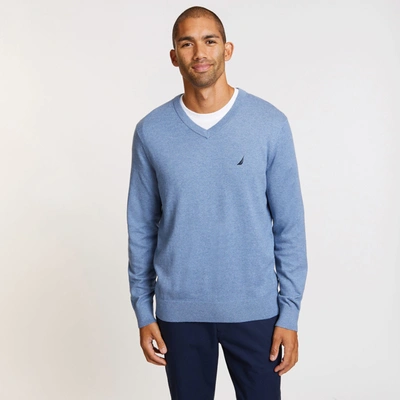 Nautica Mens Big & Tall Jersey V-neck Sweater In Blue