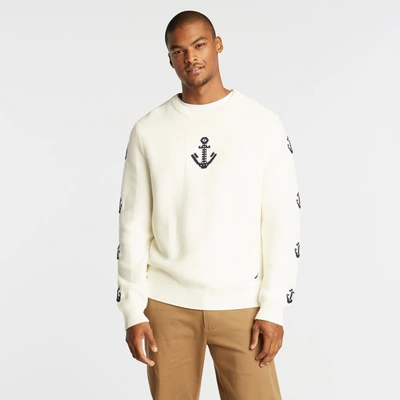 Nautica Mens Big & Tall Anchor Graphic Sweater In White