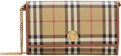 Burberry Hannah Check Shoulder Bag In Beige