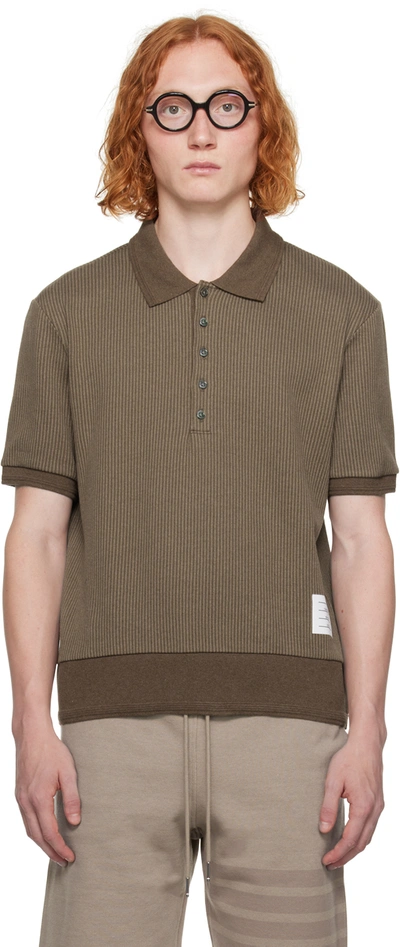 Thom Browne Brown Patch Polo In 215 Med Brown