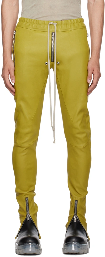 Rick Owens Green Gary Leather Pants In 32 Acid