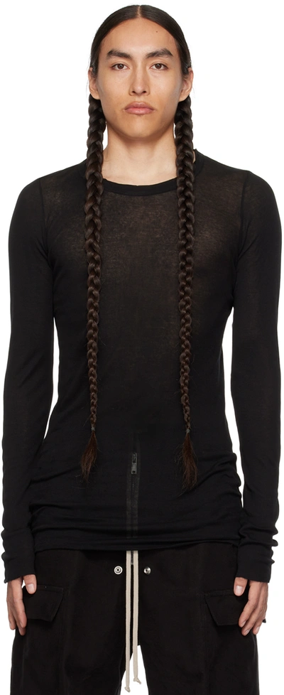 Rick Owens Black Crewneck Long Sleeve T-shirt In 09 Black