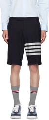 Thom Browne Wool 4-bar Stripe Shorts In 415 Navy