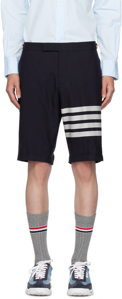 Thom Browne Wool 4-bar Stripe Shorts In Navy