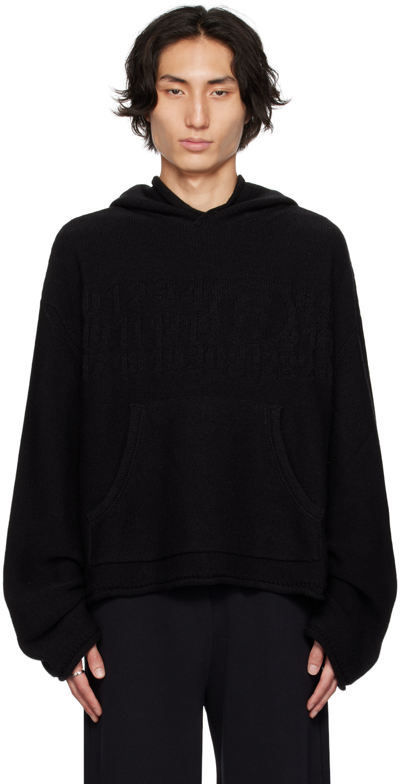 Mm6 Maison Margiela Wool Blend Hooded Sweatshirt With Embroidered Detail In Black