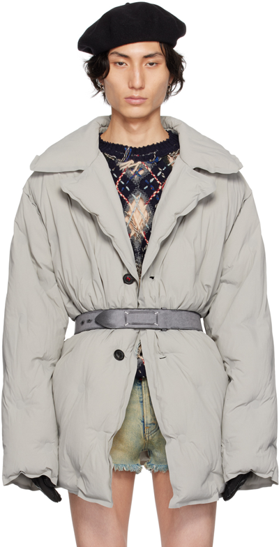 Maison Margiela Gray Padded Puffer Jacket In 852 Pearl Grey