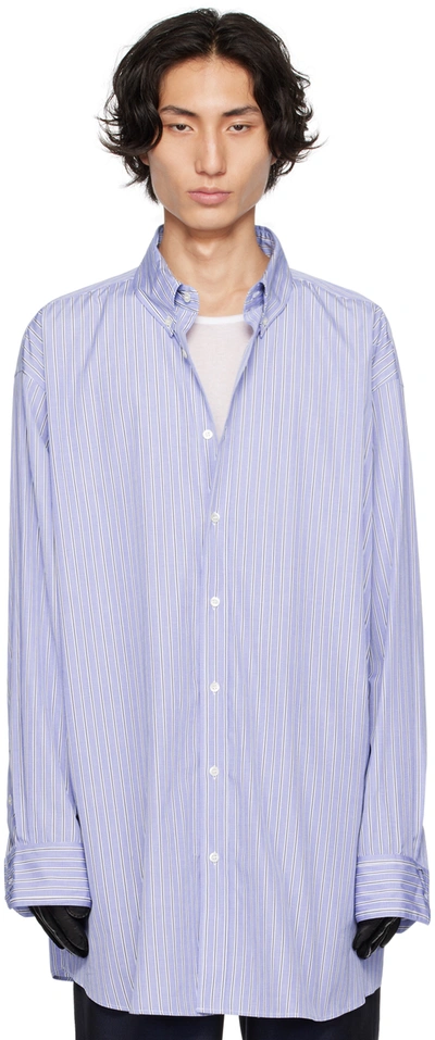 Maison Margiela Blue Striped Shirt In 002f Blue Stripes