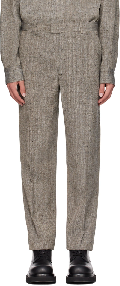 Bottega Veneta Straight-leg Tweed Trousers In Brown/white/blue
