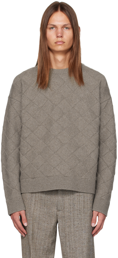 BOTTEGA VENETA TAUPE INTRECCIO SWEATER