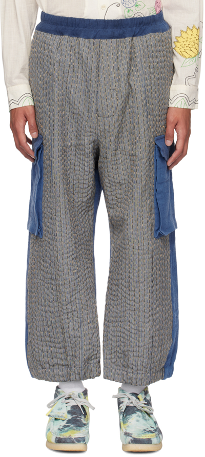 By Walid Blue Combat Trousers In Blue Marine