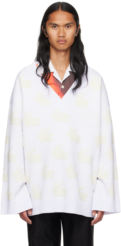 Jw Anderson White Bunny Sweater In 041 White/ivory