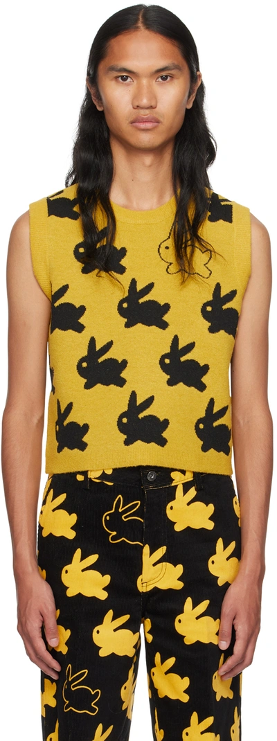 Jw Anderson Black Bunny Vest In Yellow_black