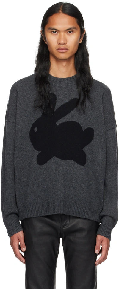 Jw Anderson Gray Bunny Sweater In 972 Charcoal Melange