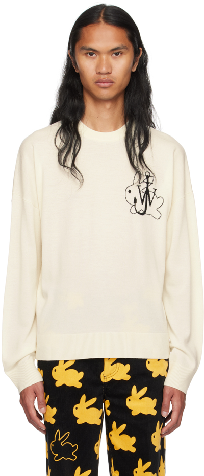 Jw Anderson Bunny Crewneck Sweatshirt In Off White