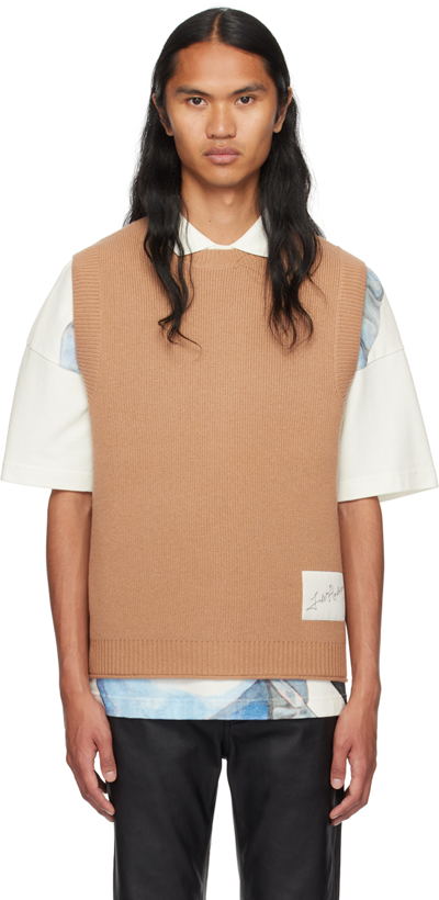 Jw Anderson Logo-patch Sleeveless Vest In Light Brown