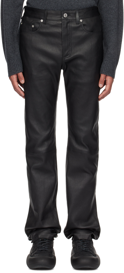 Jw Anderson Black Slim-fit Leather Pants In 999 Black