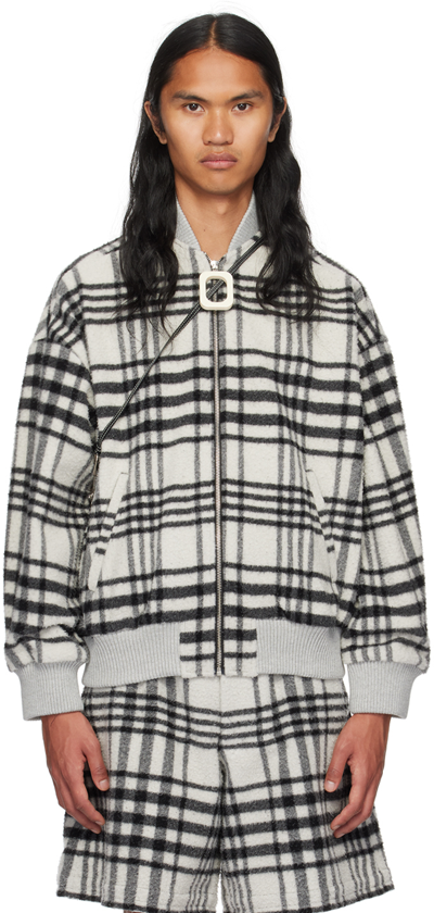 Jw Anderson Check-print Bomber Jacket In Black