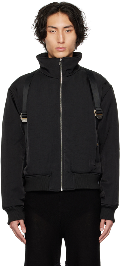 Dion Lee Black Bomber Jacket & Backpack Set