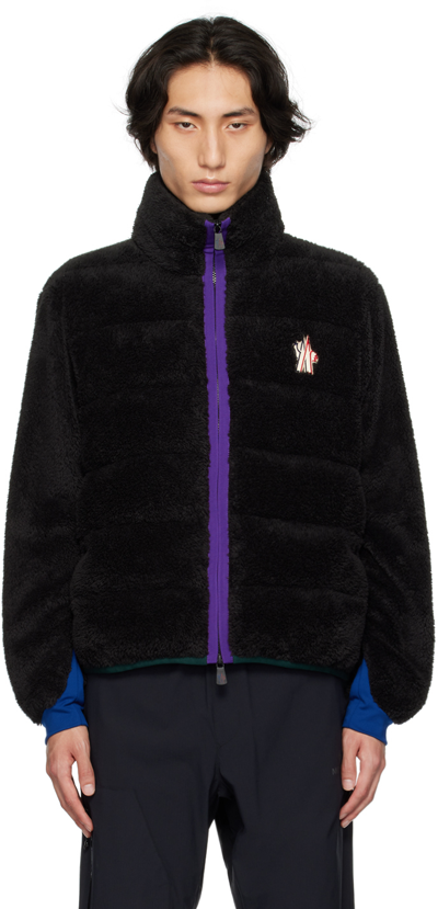 Moncler Padded Fleece Zip Up Sweatshirt In Black