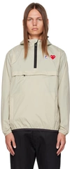 Comme Des Garçons Play X K-way Heart-logo Half-zip Raincoat In Beige