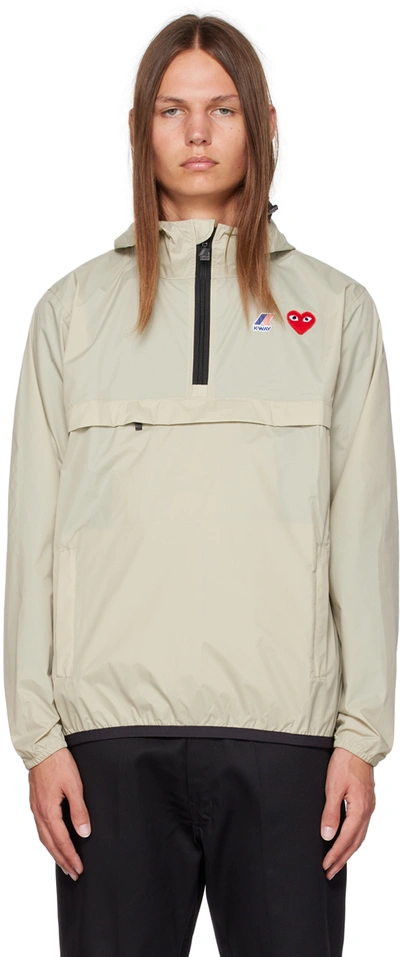 Comme Des Garçons Play Beige K-way Edition Leon Jacket