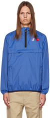 Comme Des Garçons Play X K-way Nylon Water-resistant Half-zip Jacket In Blue