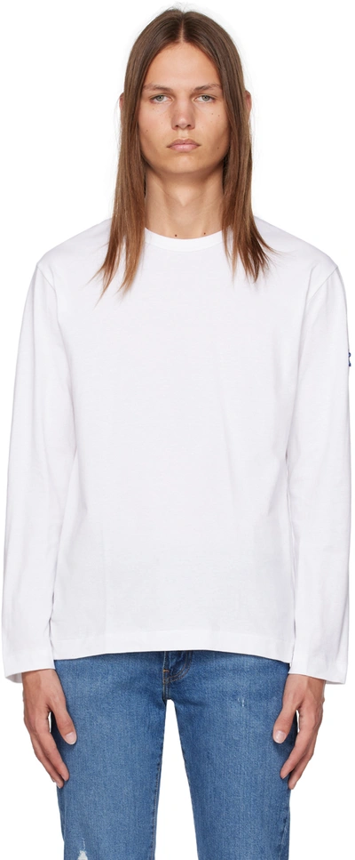Comme Des Garçons Play White Invader Edition Long Sleeve T-shirt In 3 White