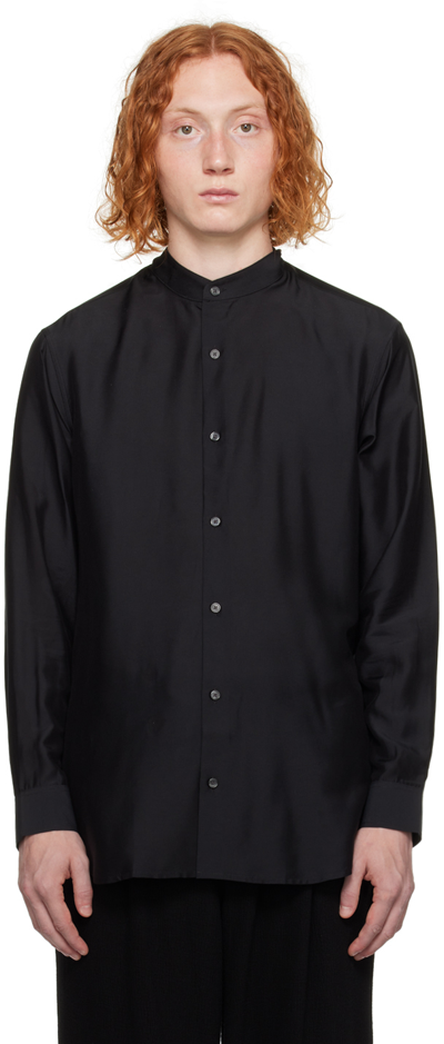 Emporio Armani Black Band Collar Shirt In Nero