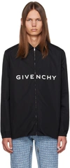 Givenchy Zip-up Logo-print Shirt In 001-black