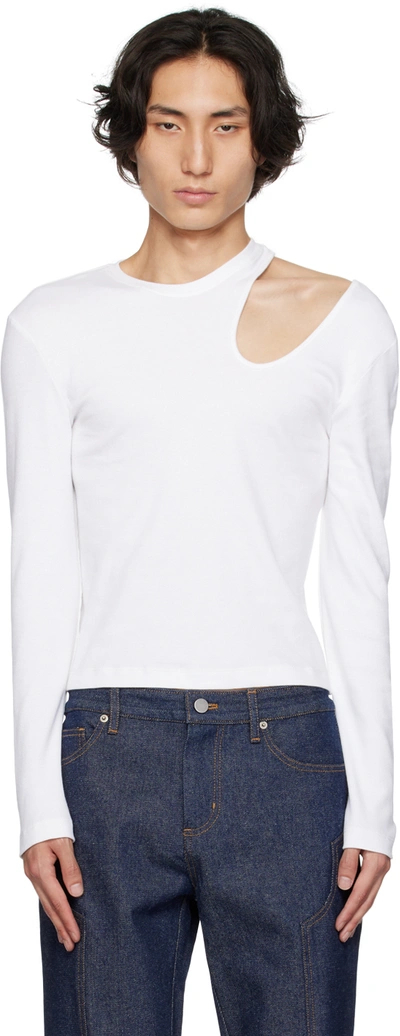 K.ngsley White Romain Long Sleeve T-shirt In White 01bc