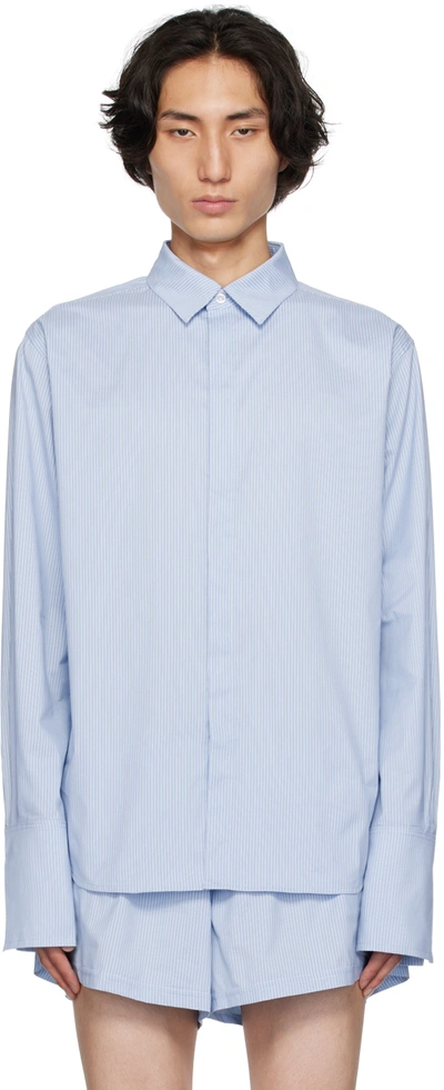 K.ngsley Blue Sinder Shirt In White/blue 01bb